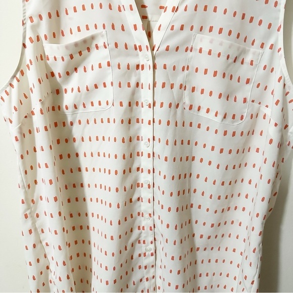 Talbots Nantucket Button Down Tank Blouse Dotted Print Career Womens Sz XL - Picture 7 of 9